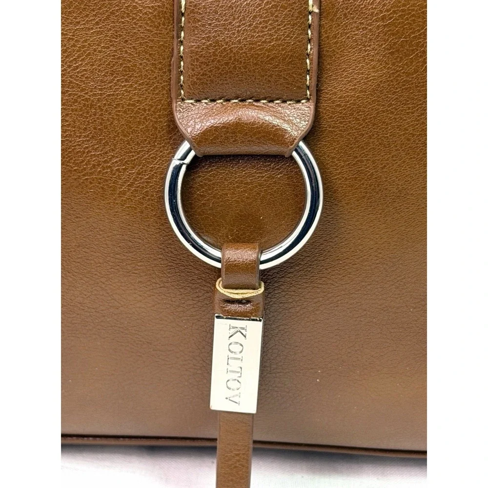 Koltov Brown Faux Leather Hobo Shoulder Bag Large Purse Multi Pocket Zip Top‎